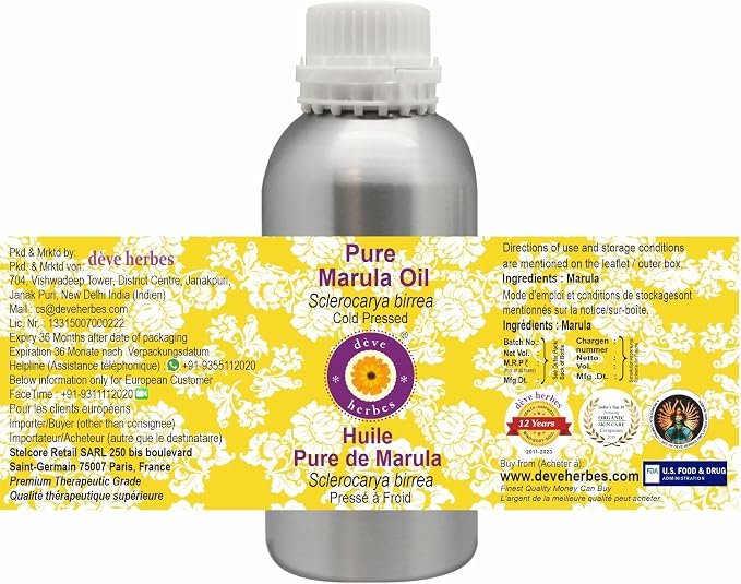 Deve Herbes Pure Marula Oil (Sclerocarya birrea) Cold Pressed 1250ml, (42 oz)