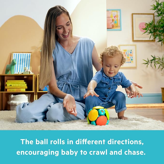 Bright Starts Wobble Bobble Activity Ball Toy, Baby & Toddler Crawl Toy, Interactive Sounds & Textures, Ages 3 Months+