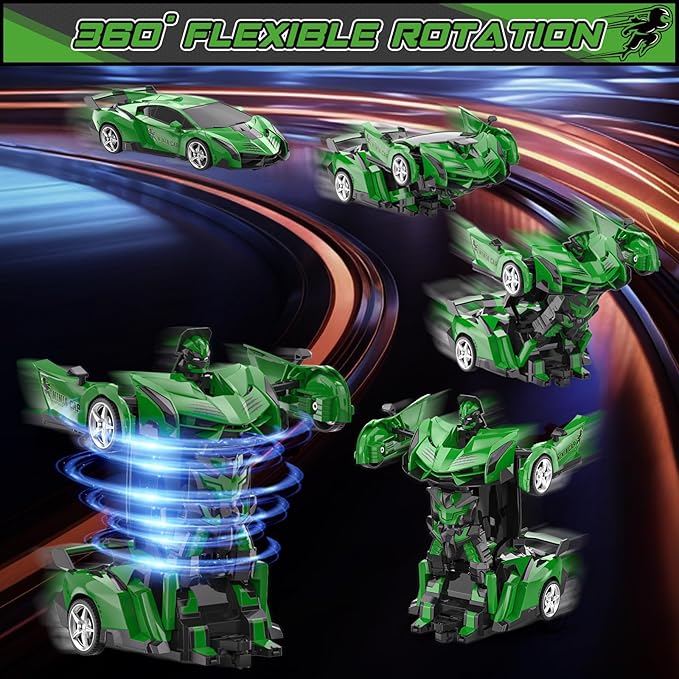 BLUEJAY Transform Rc Cars for Boys 4-7 8-12, 2.4Ghz Remote Control Car 1:18 Scale Transforming Robot, One-Button Deformation 360° Rotation Car Toy Gifts for Boys 3-5