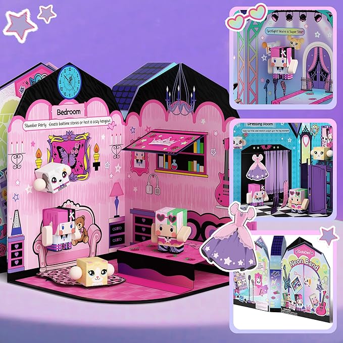 GobiDex Magnetic Doll House Playset for Girls, STEM Toddler Toys with 4 Scenes, Figures, Pets & Stickers – Great Birthday Gift for Kids Pretend Play