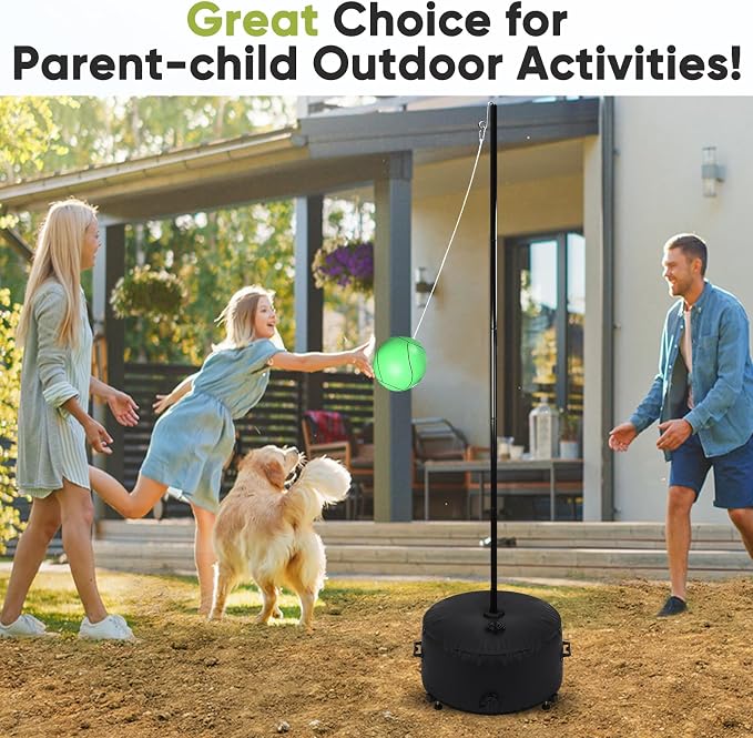 GADFISH Portable Tetherball Set with Ball and Rope, Adjustable Height Rack with Water Bag Base, Suitable for Playing in Indoor & Outdoor, Playground, Backyard(Black)