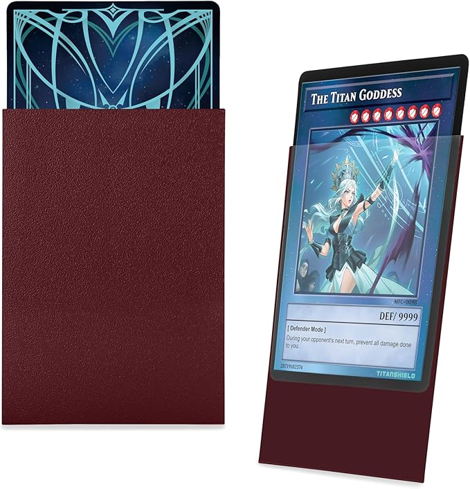 TitanShield (150 Sleeve/Bordeaux Red) Small Japanese Sized Trading Card Sleeves Deck Protector for Yu-Gi-Oh, Cardfight!! Vanguard & More