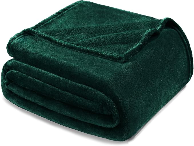 Exclusivo Mezcla Soft Fleece Blanket Twin Size for Bed, Forest Green | 60x80 Inches, Double-Sided Brushed Flannel, Lightweight Plush Cozy Blanket for Home Decor, All Season, Machine Washable