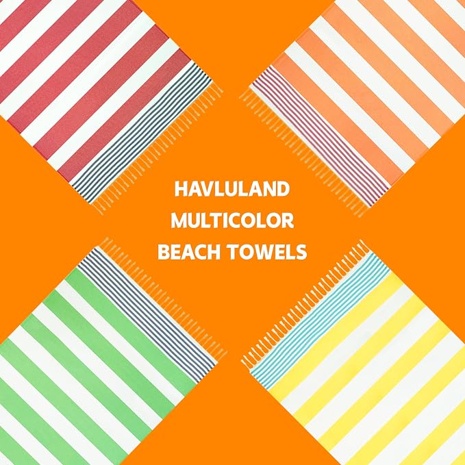 HAVLULAND Turkish Beach Towels, Oversized 40"x72" Turkish Bath Towel, Highly Absorbent Quick Dry Sand Free Beach Towels for Beach Pool Spa Gym Yoga Travel Camping Picnic Blanket - Pink/Blue