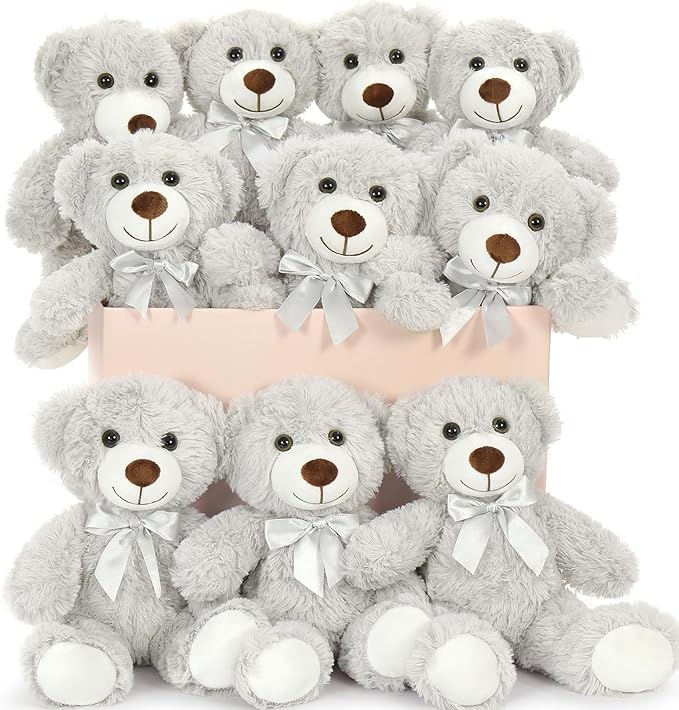 MaoGoLan 30Pcs Bulk Teddy Bears Stuffed Animals Baby Shower, Soft Small Stuffed Teddy Bears in Bulk, 13.5" Cuddly Mini Teddy Bears Centerpiece Baby Shower,Wedding,Party,Birthday(Brown/Gray/Tan)