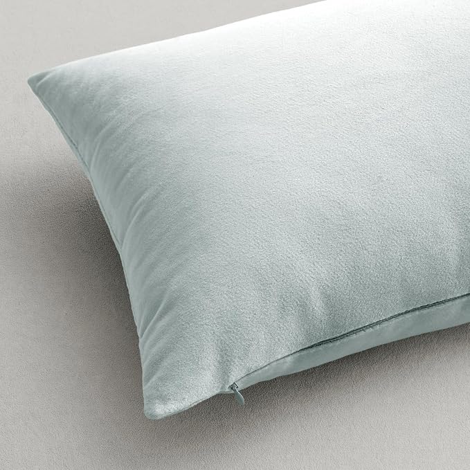 MIULEE Velvet Throw Pillow Covers 16x16 Inch Pack of 2 Light Blue | Soft Solid Small Decorative Pillow Covers, Modern Luxury Home Decor, for Couch Chair Sofa Bedroom Livingroom Car