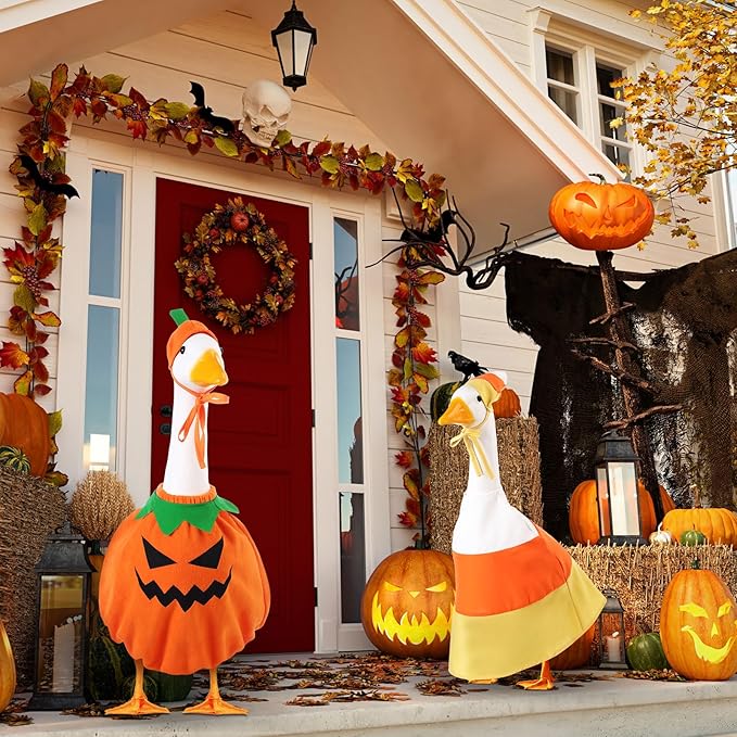 3 Set Thanksgiving Day Goose Outfit Lawn Porch Costume Plastic Goose Clothing for 23" Outdoor