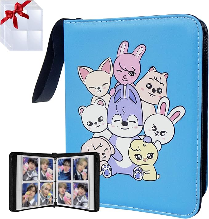 Kpop Photocard Binder for Stray Cards,4 Pocket with 50 Sleeves up to 400 Cards Cute Photo Album for Fans Boys and Girls