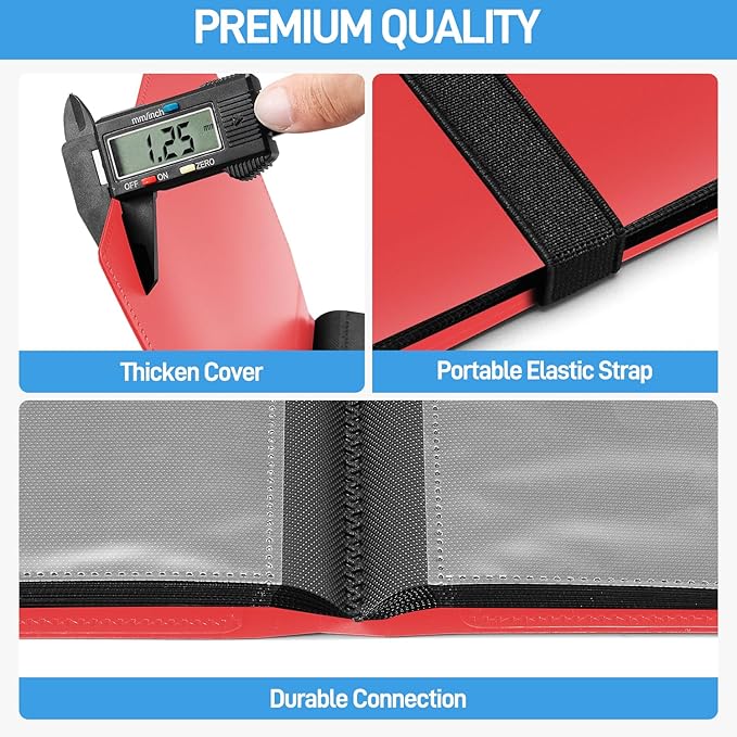 Card Binder, Upgraded 4 Pockets Trading Card Binder for Cards, Mini Collection Card Album, 160 Pockets Small Card Book Holder - Red