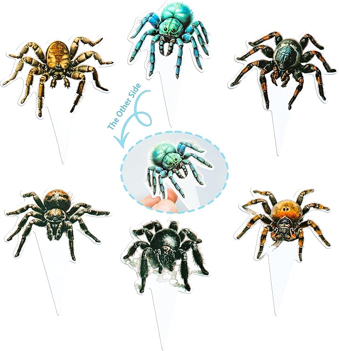 Gyufise 36Pcs Halloween Spider Cupcake Toppers Spider Cake Picks Halloween Horror Spider Cupcake Decors for Halloween Theme Baby Shower Party Cake Decoration Supplies