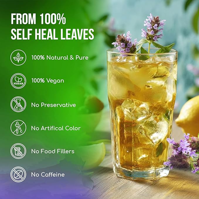FreshDrinkUS, Premium Self Heal Leaves Tea | 40 Tea Bags | Premium Dried Self Heal Herb for Herbal Tea – Naturally Caffeine-Free, Clean & Convenient Tea Bags. Sugar-Free. Vegan
