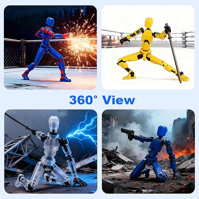 T13 Action Figure Set - (Assembled) 3D Printed Action Figure, Titan 13 Action Figure, Multi-Jointed Movable Dummy 13, Robot Action Figure, Birthday Gifts for Boys, Girls Desktop Decorations