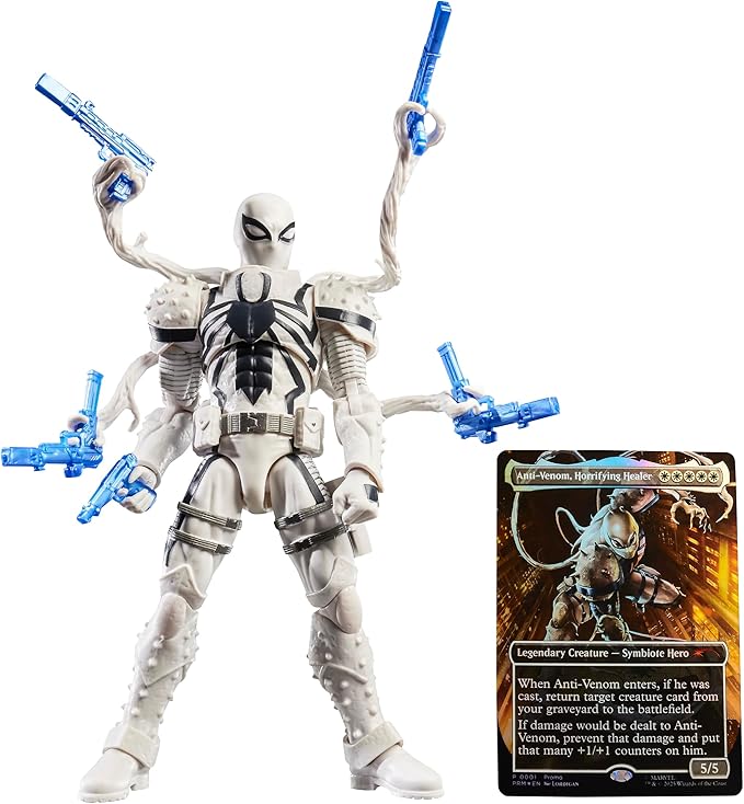 Marvel Legends Series Magic: The Gathering Agent Anti-Venom, 6-Inch Spider-Man Action Figure Toy & Exclusive Foil Collectible Card Game Trading Card