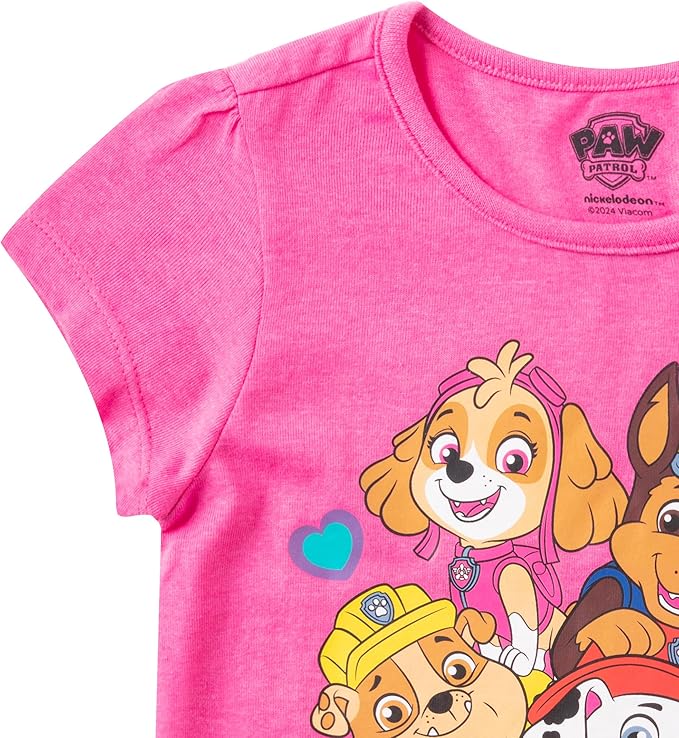 Paw Patrol Nickelodeon Girls Short Sleeve T-Shirt for Toddler and Little Kids