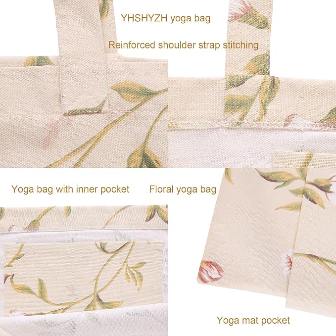 Yoga Mats bag for Women, Canvas Bags for Yoga Mat & Blocks Women, Floral Gym Valentine's Day Gifts for Yoga Lover