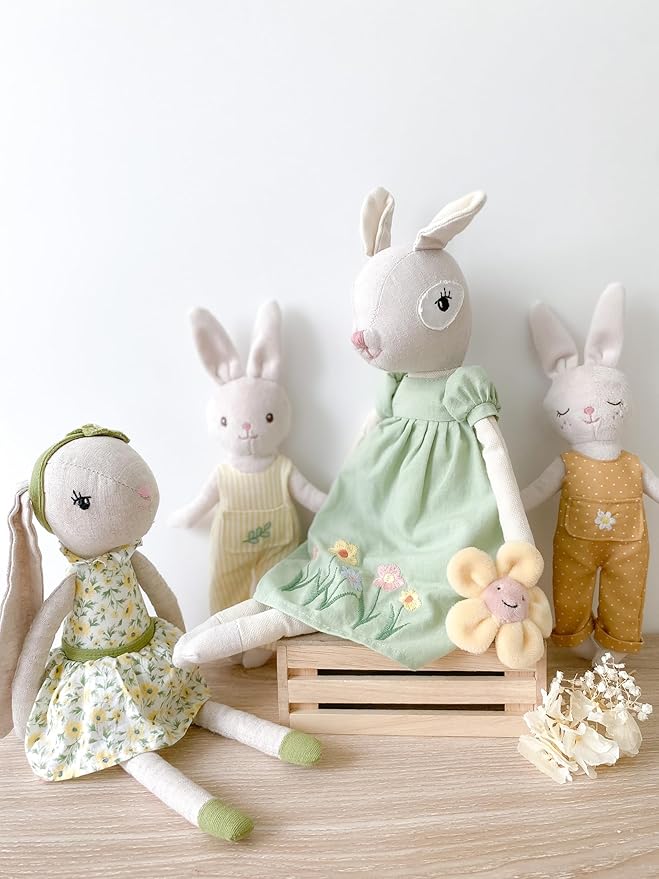 MON AMI Daisy The Bunny Stuffed Animal Doll – 13”, Rabbit Plush Animal Doll, Use as Toy or Room Decor, Great Easter for Kids of All Ages