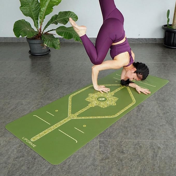 Liforme Printed Yoga Mat Collection - Free Yoga Bag Included - Patented Alignment System, Warrior-like Grip, Non-Slip, Eco-friendly, Sweat-resistant, Long, Wide and Thick for Comfort