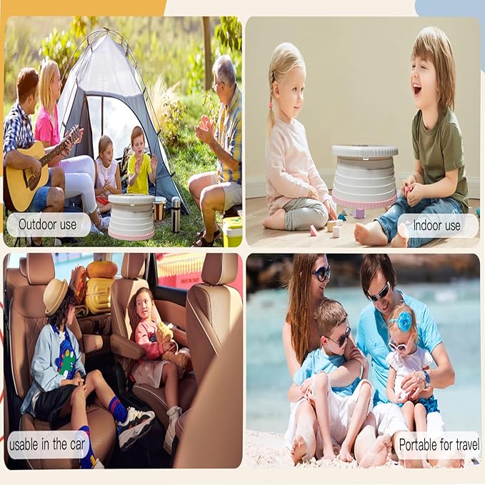 SunnySmile Portable Toilet for Kids,Portable Potty Seat for Toddler Travel,Travel Potty with Travel Bag, Applicable to Camping, Indoor/Outdoor Use, Includes 45 Replacement Bags (Pink)