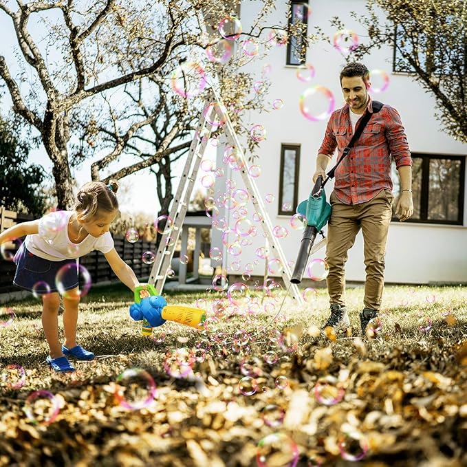 Duckura Bubble Leaf Blower, Outdoor Bubble Machine for Toddlers 1-3, Kids Bubble Gun Blower with 3 Bubble Solution, Summer Outside Yard Toy, Halloween Party Favor Birthday Gift for Age 2 3 4 Boy Girl
