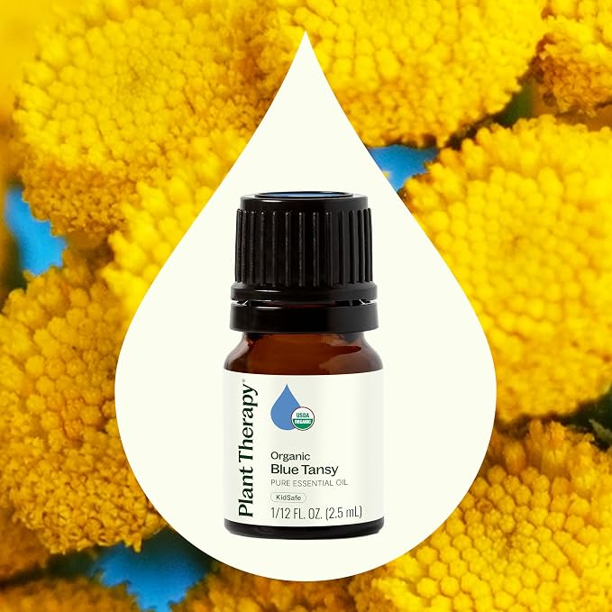 Plant Therapy Organic Blue Tansy Essential Oil 2.5 mL (1/12 oz), 100% Pure, Undiluted, Natural Aromatherapy, Soothing for Sensitive Skin