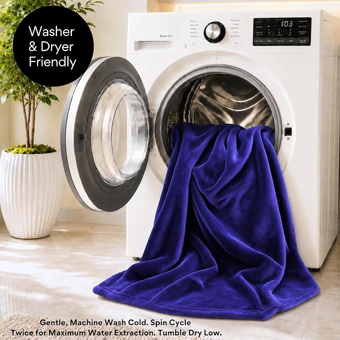 King Size Waterproof Blanket for Bed, Indigo Absorbent Fleece, 82x82 | Plush Water Proof and Stain Resistant Layered Blankets, Leakproof Top Cover