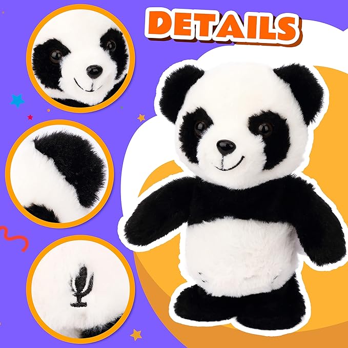 Easfan Talking Panda Repeats What You Say Electric Walking Singing Stuffed Animal Interactive Funny Plush Toy Musical Speaking Animated Toy Birthday for Kids Boys Girls, 8’’