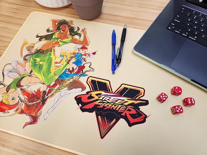 Street Fight V Girls Playmat, Multi-Functional playmat Serves as Surface for Gaming Comfort and as a Protective Layer for Your Cards, Game Pieces and Table, Made from neoprenepolyester Fabric
