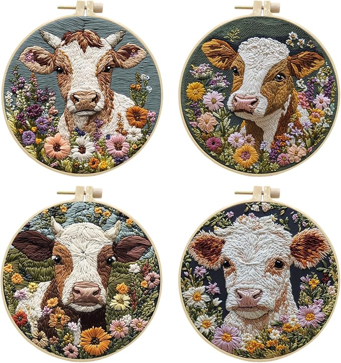 Qcbuegof Relaxing Embroidery Set Includes All Tools and Guide for Stress Relief Home Craft Embroidery Pattern
