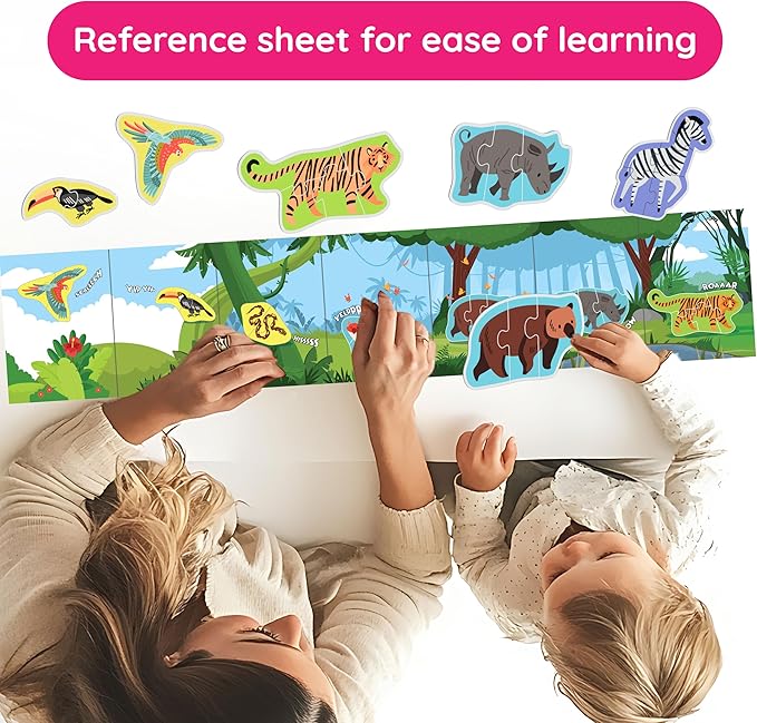 My First Puzzle | Montessori Puzzle Toy | 12 Graded Wild Animals Puzzle | Activity Puzzle for Early Learners | 2 to 5 Piece Puzzle Set for Toddlers | Puzzle for 3+ Year Old Kids
