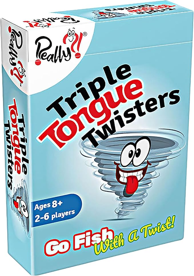 Really?! Triple Tongue Twisters - Go Fish with A Twist, Hilarious Family Party Speech & Memory Card Game, Ages 8+