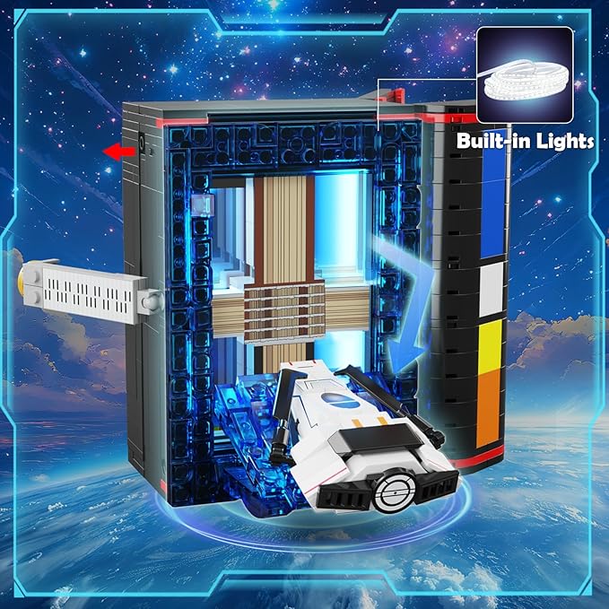 HOGOKIDS Magic Space Book Nook Building Set with LED Light, 945PCS Book Nook Building Block Sets for Bookshelf Home Decor, DIY Miniature Book Model Craft Kit, Christmas Birthday Gifts for Adults Teens
