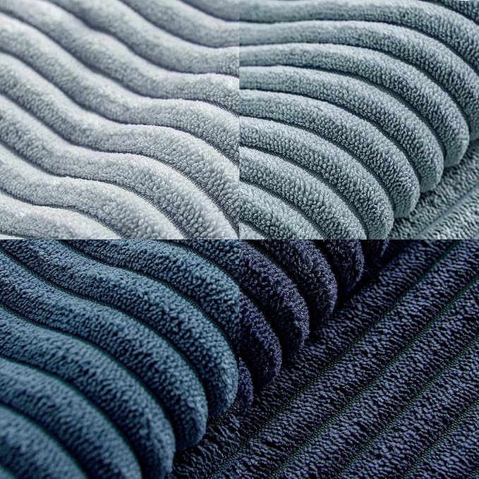MIULEE Dusty Blue Navy Farmhouse Throw Pillow Covers 16x16 Inch Set of 4 Boho Patchwork Gradient Cushion Cases Western Modern Pillow Cases Corduroy Home Decor for Couch Sofa Living Room Bed