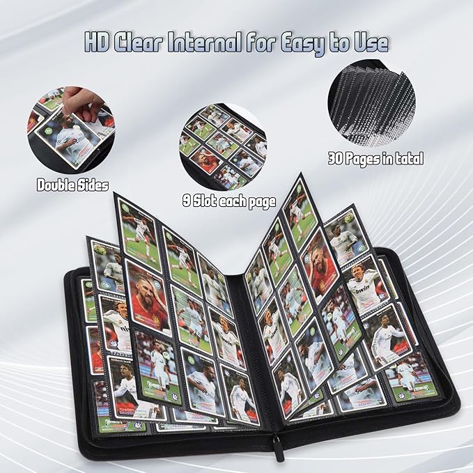 Trading Card Binder, Premium 9 Pocket Double Sided 540 Pocket PU Card Collection Binder, Collectible Trading Card Albums for MTG, TCG, Sport Card, Game Cards (Blue)