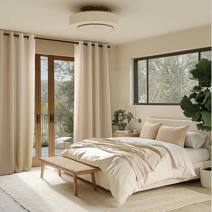 NICETOWN Room Darkening Draperies Curtains Panels, 2 Panels Biscotti Beige W52 x L96