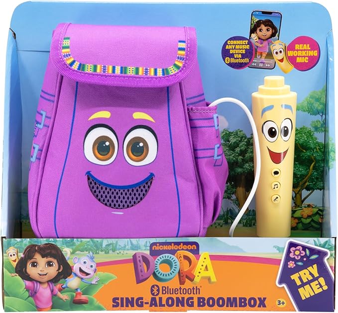Dora Karaoke Microphone with Boombox for Fans of Toddler Toys, Kids Karaoke Machine with Built in Music (Dora)