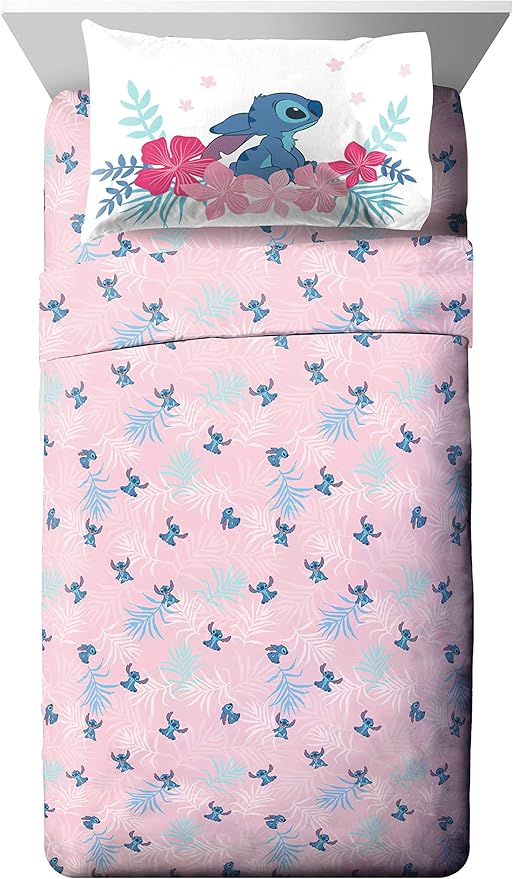 Jay Franco Disney Lilo & Stitch Paradise Dream 7 Piece Full Bed Set - Includes Reversible Comforter & Sheet Set Bedding - Super Soft Fade Resistant Microfiber (Official Disney Product)