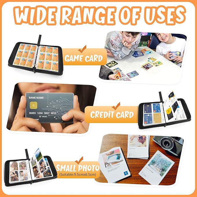 Card Binder 9-Pockets, 900 Pockets Card Holder with 50 Removable Sleeves, Trading Card Collector Zipper Album Holder, Orange