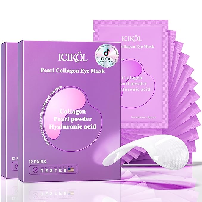 Hyaluronic Acid Collagen Under Eye Patches, Eye Mask for Puffy Eyes and Dark Circles, Deep Hydrating Eye Mask Patches for Eye Bags Treatment, Under-eye Skincare for All-day Moisture (24 pairs)