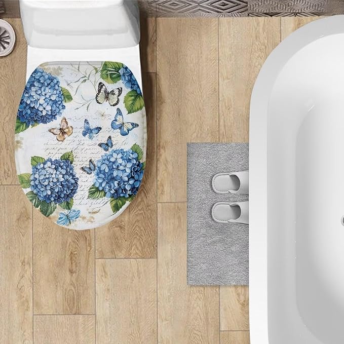 Seahorse Toilet Lid Cover, Flannel Soft Dustproof Toilet Seat Cover, Machine Washable Reusable Toilet Lid Cover, Yellow