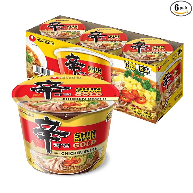 Nongshim Ramen Noodles, Gourmet Instant Ramen bowl, Premium Microwavable Noodle Soup, Shin Gold, 3.56 Ounce (Pack of 6)