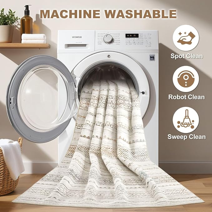 Nakagishi Boho 4x6 Area Rug Living Room Rugs Machine Washable Multi Color | Soft, Pet & Kid Friendly, Carpet for Living Room/Bedroom/Office/Kitchen/Nursery, Daily Home Decor Stain Resistant Moroccan