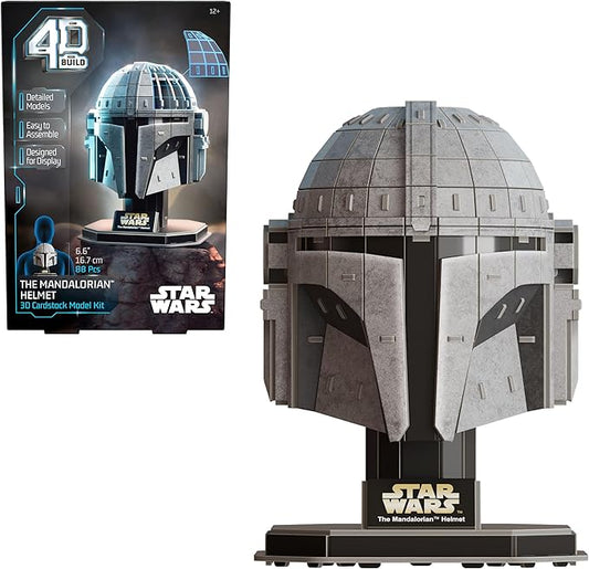 4D Build, Star Wars Mandalorian Helmet 3D Model Kit, Star Wars Collectibles & Desk Decor, Adult Puzzle, Building Toys, 3D Puzzles for Adults & Teens, 88 Pieces, for Ages 12 & Up