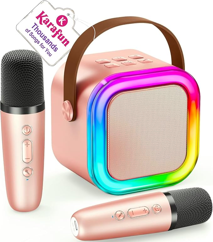 Karaoke Machine for Kids, 2026 TOP Toys Birthday Gifts Ideas for Girls Ages 4, 5, 6, 7, 8, 9, 10, 12+ Years Old, Portable Mini MP3 Player with 2 Wireless Mics for Party