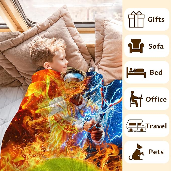 Blanket for Boys Personalized Tennis Throw Blankets Gift for Kids Teens, 40”x50” Soft Warm All Season Custom Sport Throw for Sofa Couch Bed Home Decor