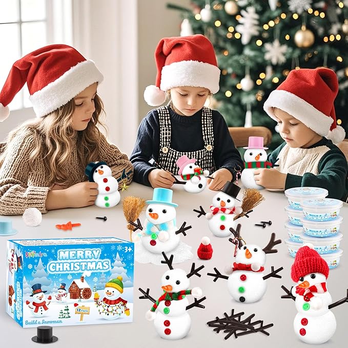 Shemira DIY Snowman Kit - Christmas Crafts for Kids, Modeling Air Dry Clay, DIY Christmas Ornaments, Party Favors & Stocking Stuffers