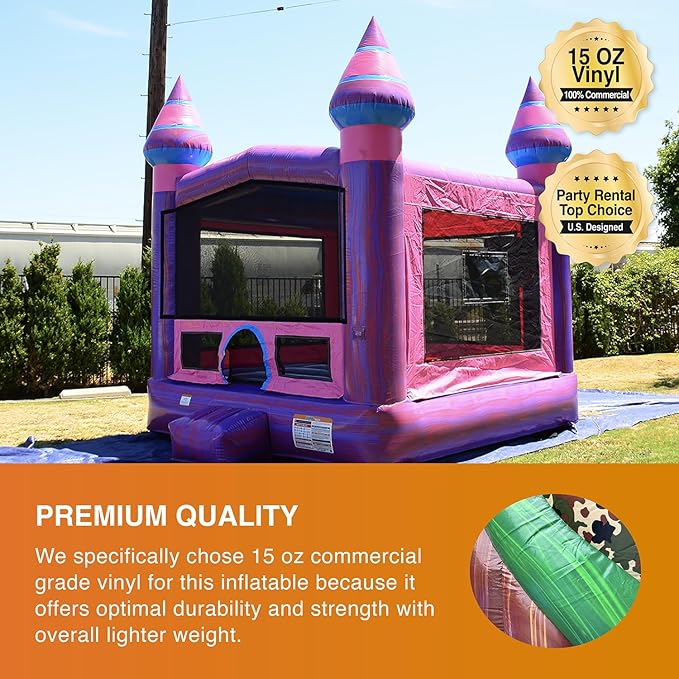 JumpOrange Purplish Commercial Grade Bounce House for Kids and Adults (with Blower), Basketball Hoop, Outdoor Indoor, Birthday Party Rental, Big Inflatable, 13x13