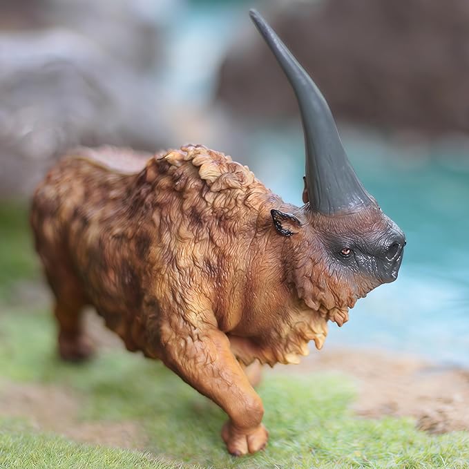 Gemini&Genius Ancient Rhino Action Figure Toy, Siberian Unicorn Rhinoceros Figurine Wild Animal, Elasmotherium Animal Toy, Gift, Collection, Display for Kids Collectors