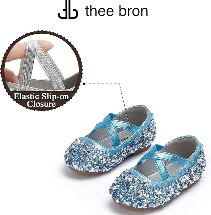 THEE BRON Mary Jane Ballet Flats - Girls' Dress Shoes with Hook & Loop Closure
