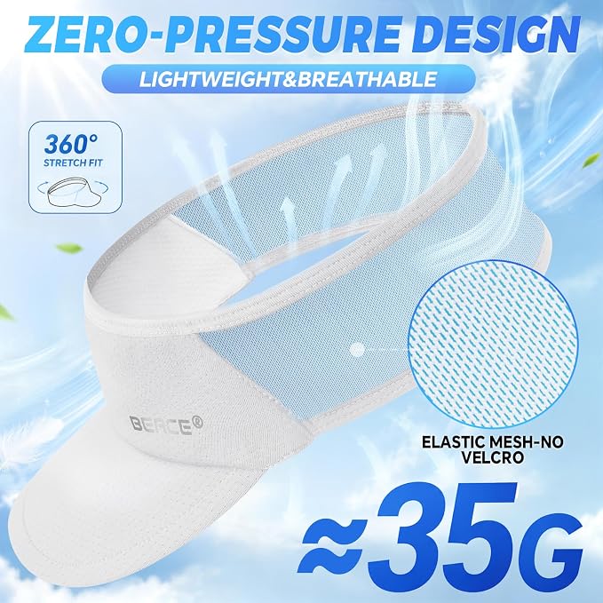 BEACE Sun Visor Hat Women Men-Sports Lightweight Wicking Stretchy Sunvisor Cap for Golf Tennis Running Pickleball Beach
