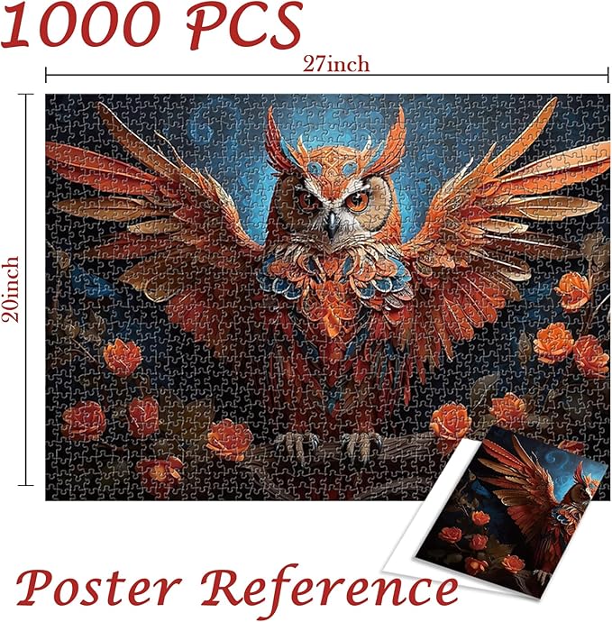 Night Owl Puzzles for Adults 1000 Pieces, Impossible Hard Challenge Jigsaw Puzzle for Kids Perfect for Game Night Finished Size 27" x 20"